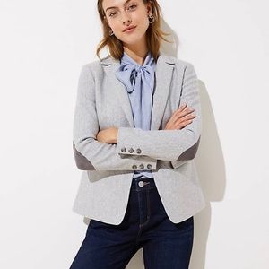 Loft Herringbone Knit Elbow Patch Blazer